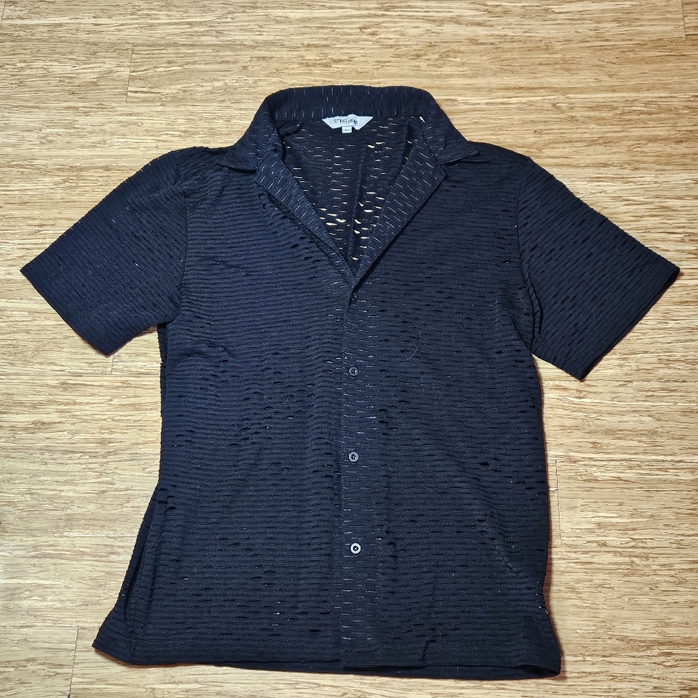 Mesh button down shirt